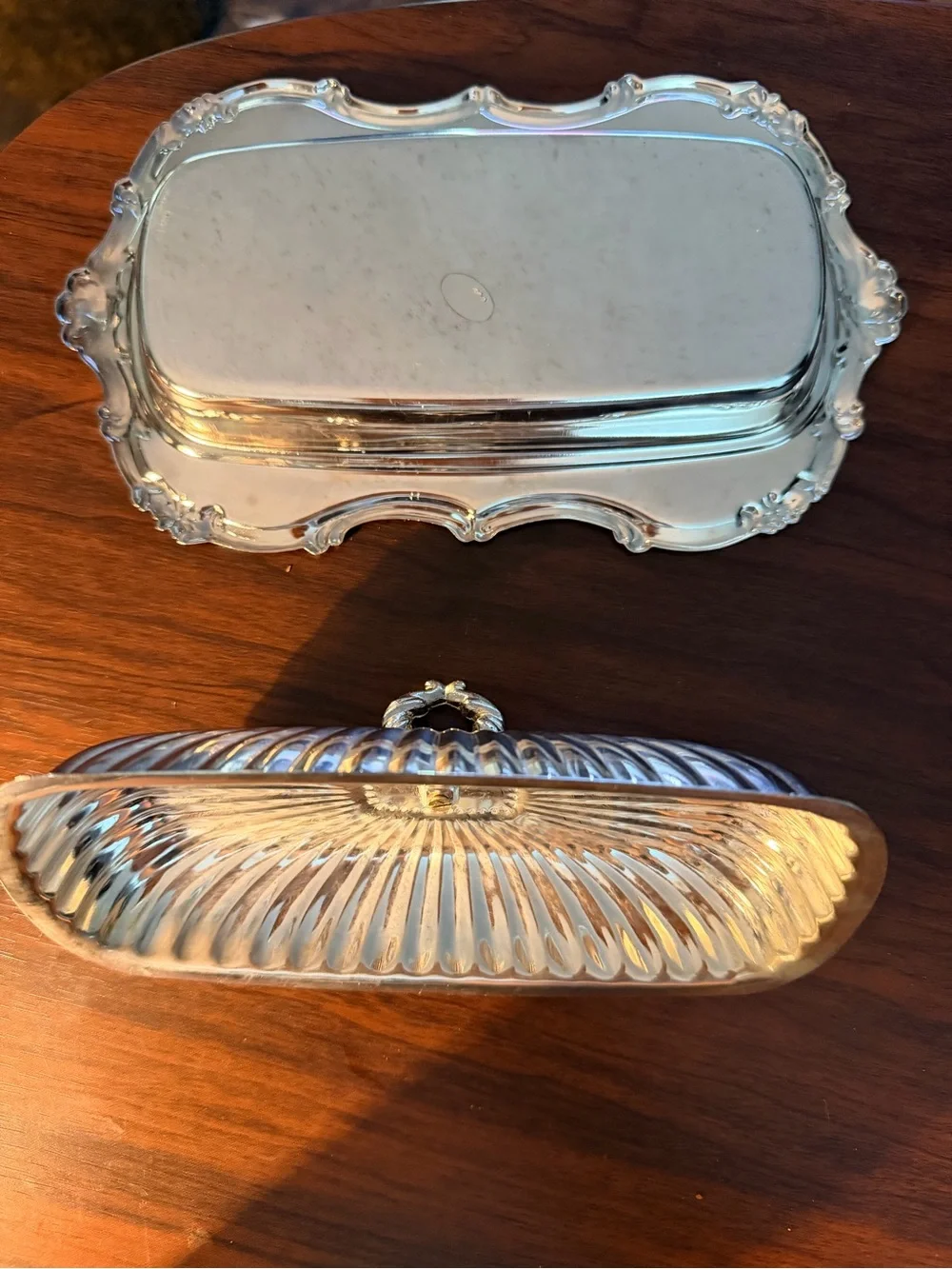Vintage silver plated butter dish.